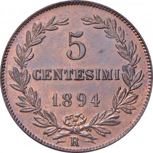Реверс монеты Сан-Марино, 5 чентезимо, 1864-1894