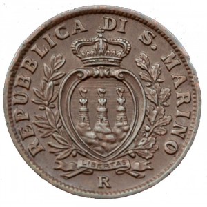 Аверс монеты Сан-Марино, 5 чентезимо, 1935-1938