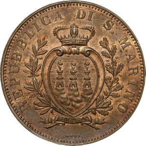 Аверс монеты Сан-Марино, 10 чентезимо, 1875-1894