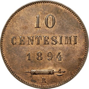 Реверс монеты Сан-Марино, 10 чентезимо, 1875-1894
