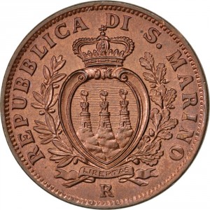 Аверс монеты Сан-Марино, 10 чентезимо, 1935-1938