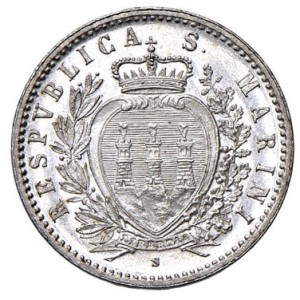 Аверс монеты Сан-Марино, 50 чентезимо, 1898