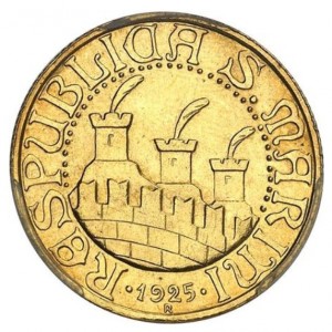 Аверс монеты Сан-Марино, 20 лир, 1925
