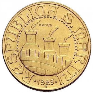 Аверс монеты Сан-Марино, 10 лир, 1925, PROVA