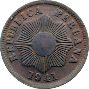 Аверс монеты Перу, 1 сентаво, 1941-1949