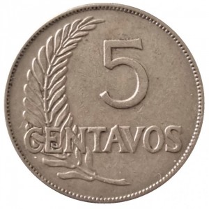 Реверс монеты Перу, 5 сентаво, 1918-1941