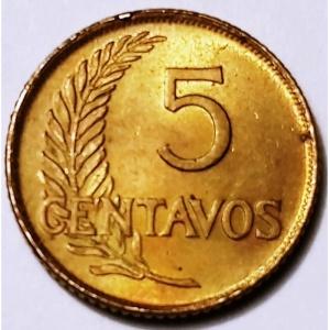 Реверс монеты Перу, 5 сентаво, 1942-1944