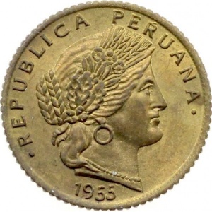 Аверс монеты Перу, 5 сентаво, 1945-1965