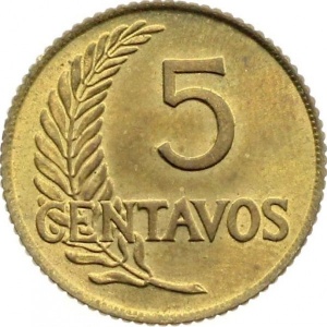 Реверс монеты Перу, 5 сентаво, 1945-1965