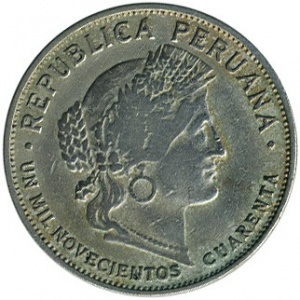 Аверс монеты Перу, 10 сентаво, 1918-1941