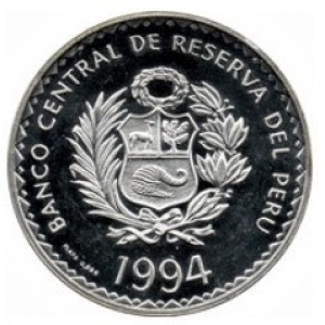 Аверс монеты Перу, 1 новый соль, 1994, 20 лет программе ООН по окружающей среде