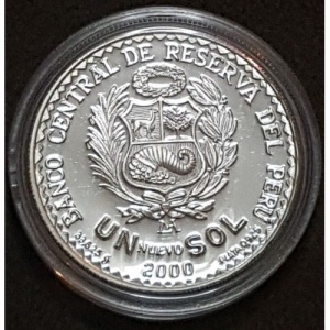 Аверс монеты Перу, 1 новый соль, 2000, Мигель Грау Семинарио