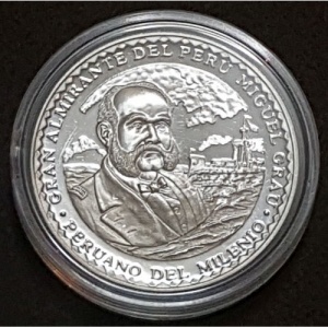 Реверс монеты Перу, 1 новый соль, 2000, Мигель Грау Семинарио
