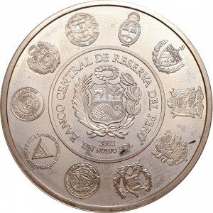 Аверс монеты Перу, 1 новый соль, 2002, Иберо-Америка - Керамика Моче