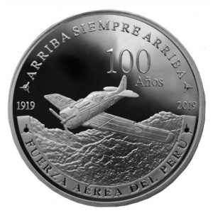 Реверс монеты Перу, 1 соль, 2019, 100 лет Военно-воздушным силам Перу