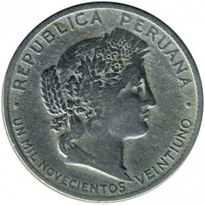 Аверс монеты Перу, 20 сентаво, 1918-1941