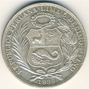 Аверс монеты Перу, 1 соль, 1923-1935