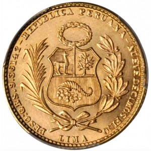 Аверс монеты Перу, 20 солей, 1950-1969