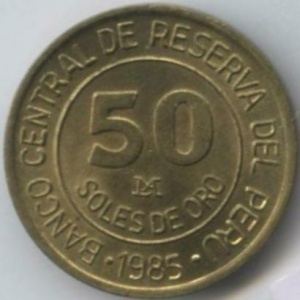 Аверс монеты Перу, 50 солей, 1985