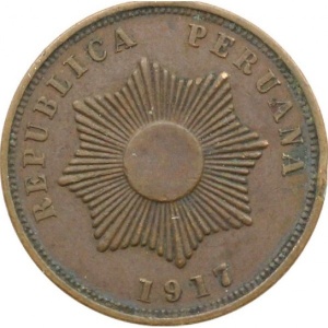 Аверс монеты Перу, 2 сентаво, 1917-1940