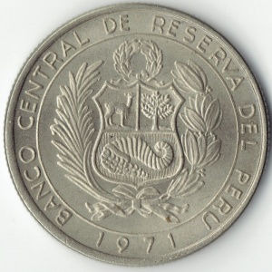 Аверс монеты Перу, 10 солей, 1971, 150 лет Независимости