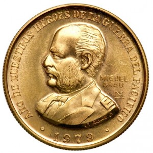 Аверс монеты Перу, 100.000 солей, 1979, Герои Тихоокеанской войны - Мигель Грау