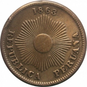Аверс монеты Перу, 1 сентаво, 1863-1864