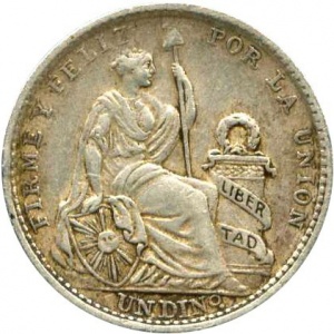 Реверс монеты Перу, 1 динеро, 1888-1916