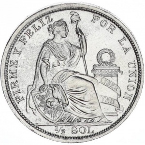 Реверс монеты Перу, ½ соль, 1907-1917