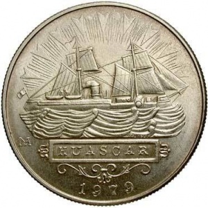 Реверс монеты Перу, 5000 солей, 1979, 100 лет Битве при Икике