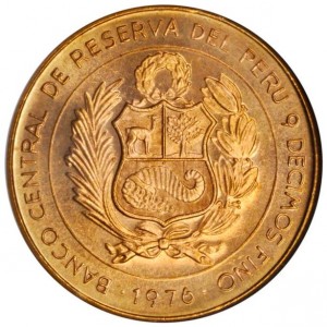 Аверс монеты Перу, 1 соль, 1976, 150 лет Битве при Аякучо