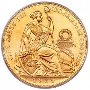 Аверс монеты Перу, 100 солей, 1950-1970