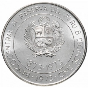 Аверс монеты Перу, 100 солей, 1973, 100 лет торговым отношениям с Японием