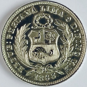 Аверс монеты Перу, ½ динеро, 1863-1864