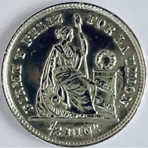 Реверс монеты Перу, ½ динеро, 1863-1864