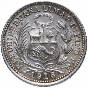 Аверс монеты Перу, ½ динеро, 1890-1917