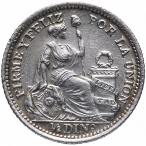 Реверс монеты Перу, ½ динеро, 1890-1917