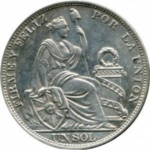 Реверс монеты Перу, 1 соль, 1864-1916