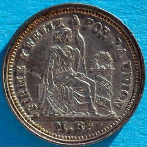 Реверс монеты Перу, ½ реала, 1859-1861