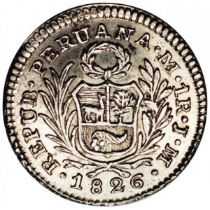 Аверс монеты Перу, 1 реал, 1826-1856