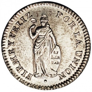 Реверс монеты Перу, 1 реал, 1826-1856