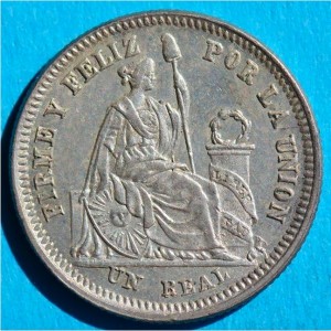 Реверс монеты Перу, 1 реал, 1859-1861