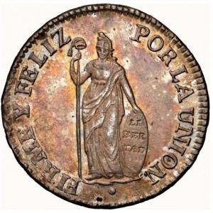 Реверс монеты Перу, 2 реала, 1825-1856