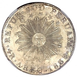 Аверс монеты Перу, 4 реала, 1838