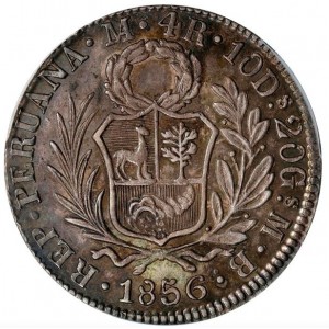 Аверс монеты Перу, 4 реала, 1842-1857