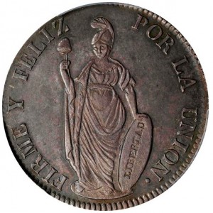 Реверс монеты Перу, 4 реала, 1842-1857