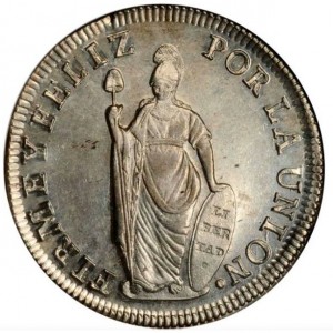 Реверс монеты Перу, 8 реалов, 1825-1853