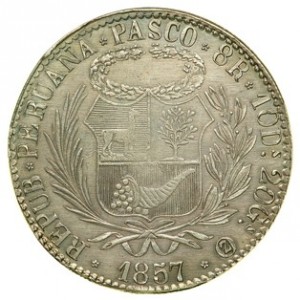 Аверс монеты Перу, 8 реалов, 1841-1857