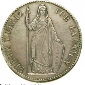 Реверс монеты Перу, 8 реалов, 1841-1857
