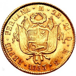 Аверс монеты Перу, 2 эскудо, 1828-1855